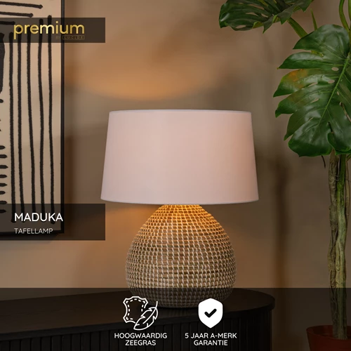 Lucide MADUKA - Tafellamp - Ø 45 cm - 1xE27 - Naturel | Premium - USP